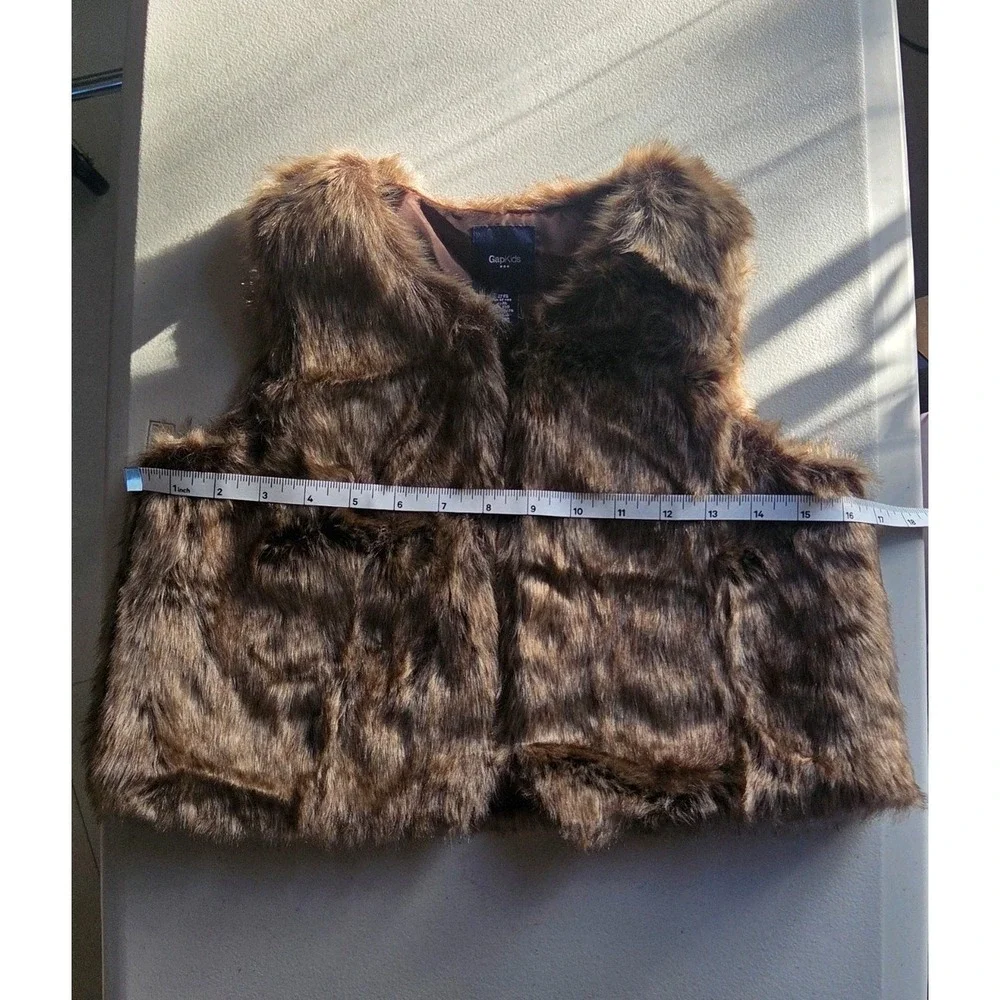 GapKids Faux Fur Vest XL Brown Shaggy Gilet Y2K Aesthetic Quiet Luxury Preppy